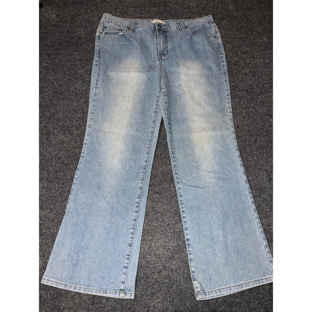 Fashion Bug Womens 20WP Light Wash Flare Leg Denim Jeans Blue Stretch Y2K Retro